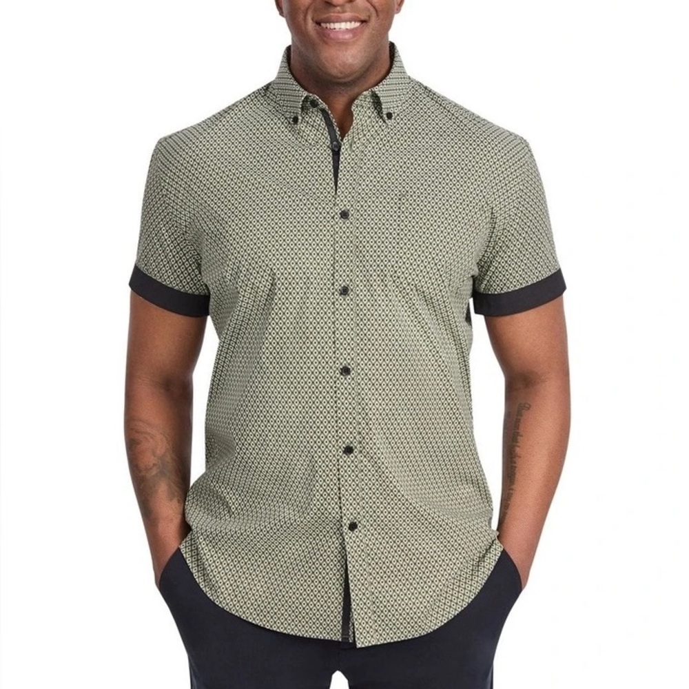 Johnny Bigg Diamond Stretch Shirt in‎ Green Size 4XL